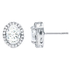 Rosec Jewels-Classic 6X8mm Oval Cubic Zirconia Stud Earrings with Halo
