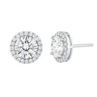 Rosec Jewels-Certified Sterling Silver Cubic Zirconia Stud Earrings with Halo