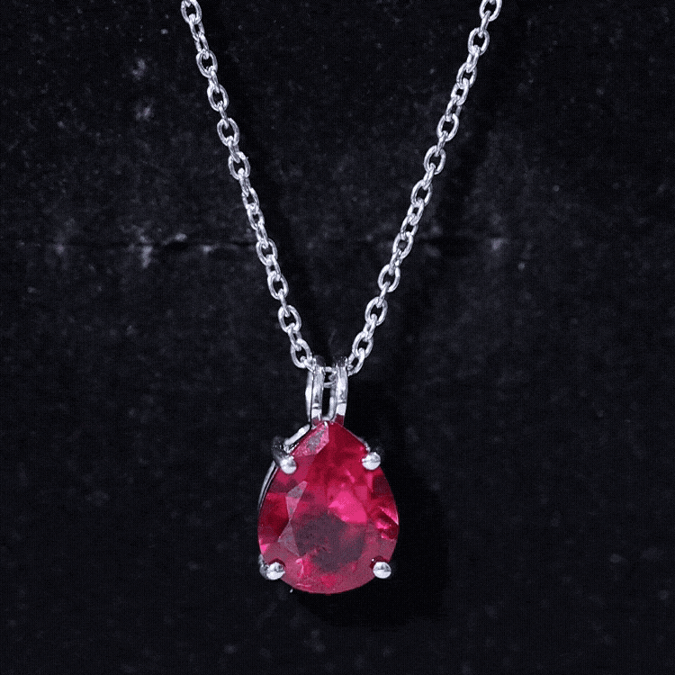 3 CT Pear Cut Lab Grown Ruby Solitaire Pendant Necklace AAAA - Rosec Jewels