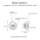 Freshwater Pearl and Moissanite Flower Chain Necklace AAA - Rosec Jewels