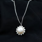 Freshwater Pearl and Moissanite Flower Chain Necklace AAA - Rosec Jewels