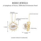 Freshwater Pearl and Moissanite Flower Chain Necklace AAA - Rosec Jewels