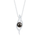 7.5 Carat Solitaire Black Pearl Leaf Pendant Necklace AAA - Rosec Jewels
