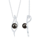 7.5 Carat Solitaire Black Pearl Leaf Pendant Necklace AAA - Rosec Jewels