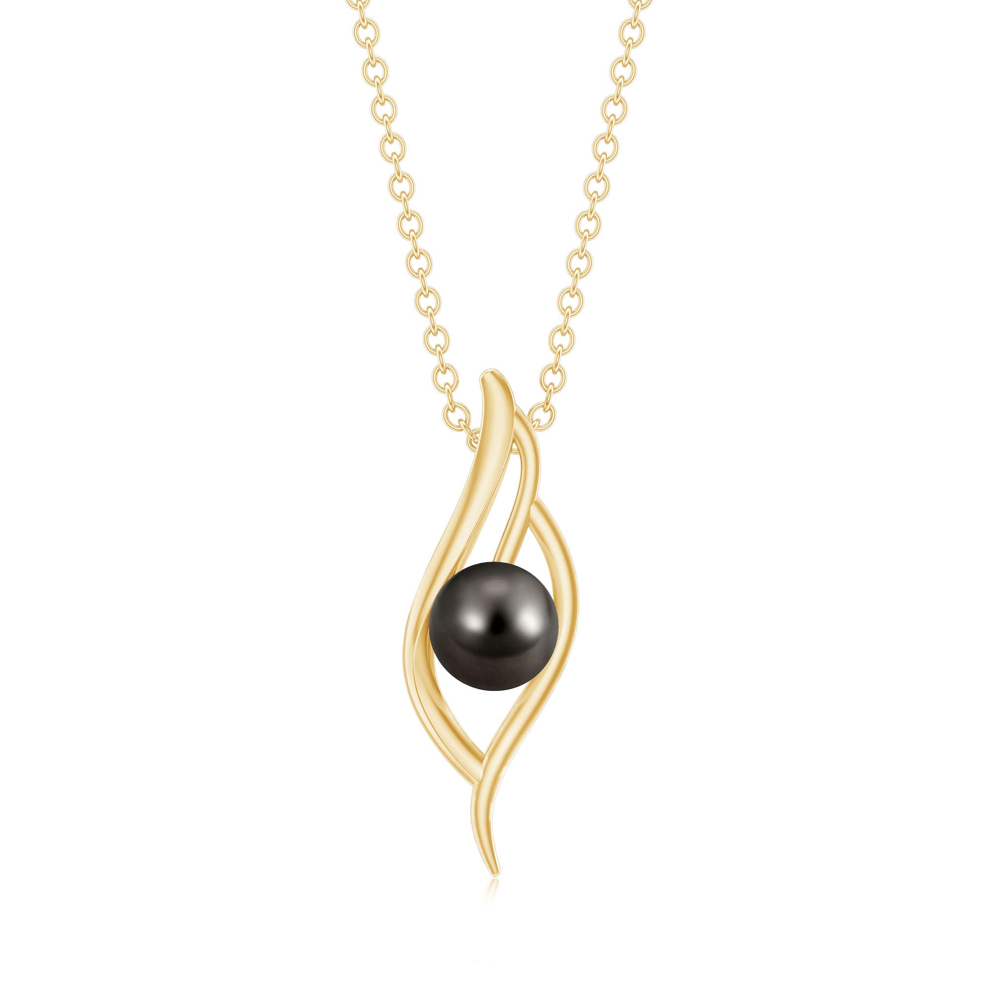 7.5 Carat Solitaire Black Pearl Leaf Pendant Necklace AAA - Rosec Jewels