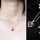 Natural 1 Carat Amethyst Heart Pendant Necklace with Diamond AAA - Rosec Jewels