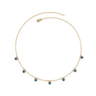 Real London Blue Topaz Station Necklace in Bezel Setting AAA - Rosec Jewels