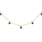 Real London Blue Topaz Station Necklace in Bezel Setting AAA - Rosec Jewels