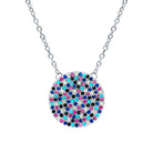 Rosec Jewels-Certified Multi Stone Disc Necklace in Sterling Silver