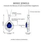 Certified Lab Grown Blue Sapphire Designer Necklace with Diamond Accent AAAA - Rosec Jewels