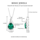 Lab Grown Emerald Vintage Inspired Necklace with Diamond AAAA - Rosec Jewels
