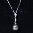 8 Carat Natural Tahitian Black Pearl Dangle Pendant with Diamond AAA - Rosec Jewels