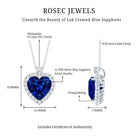 Lab Grown Blue Sapphire Heart of the Ocean Necklace AAAA - Rosec Jewels