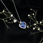 Lab Grown Blue Sapphire Heart of the Ocean Necklace AAAA - Rosec Jewels