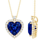 Lab Grown Blue Sapphire Heart of the Ocean Necklace AAAA - Rosec Jewels