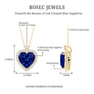 Lab Grown Blue Sapphire Heart of the Ocean Necklace AAAA - Rosec Jewels