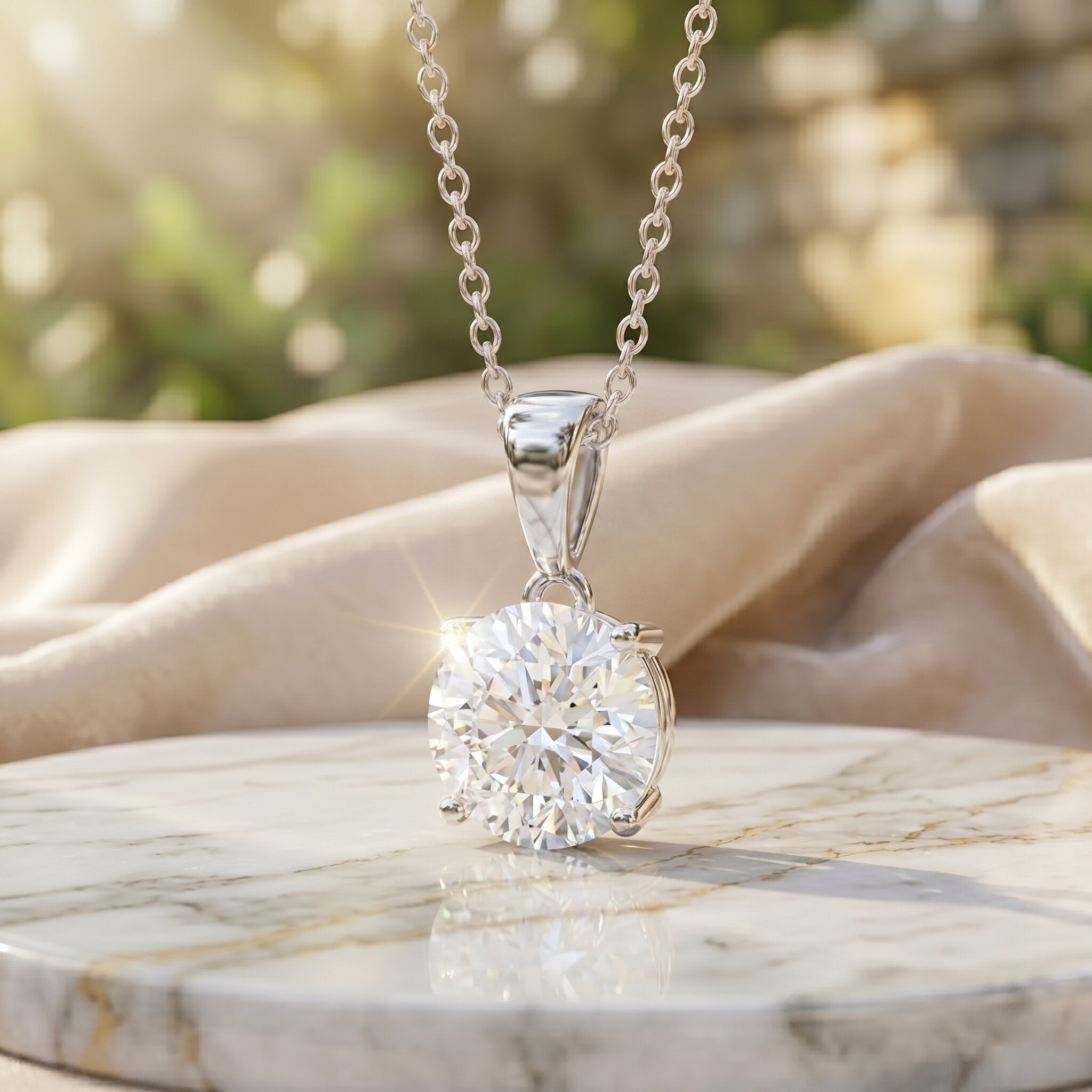 3 Carat Solitaire Lab Grown Diamond Pendant with IGI Certificate Lab - ( E-VS1 ) - Rosec Jewels