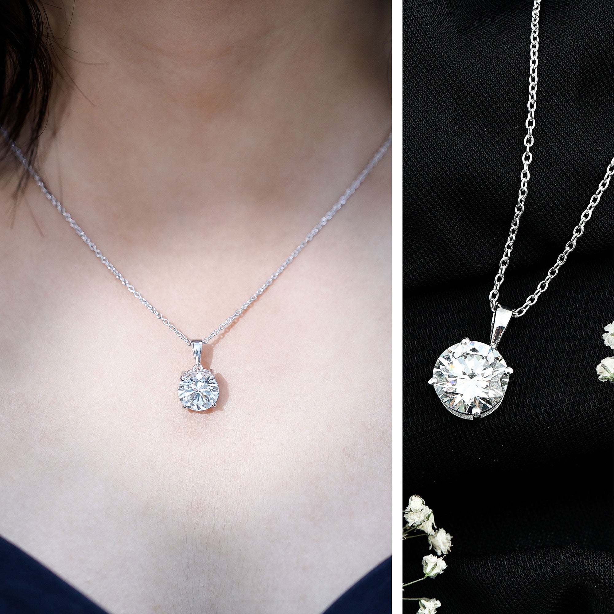 5 Carat IGI Certified Lab Grown Diamond Bridal Necklace Lab - ( E-VS1 ) - Rosec Jewels