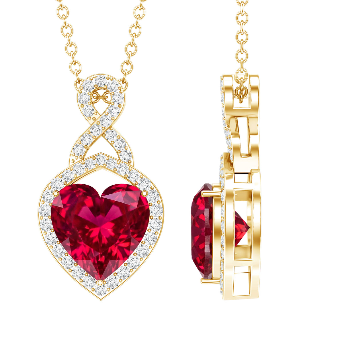 Certified Lab Created Ruby Heart Infinity Necklace With Chain – Rosec ...