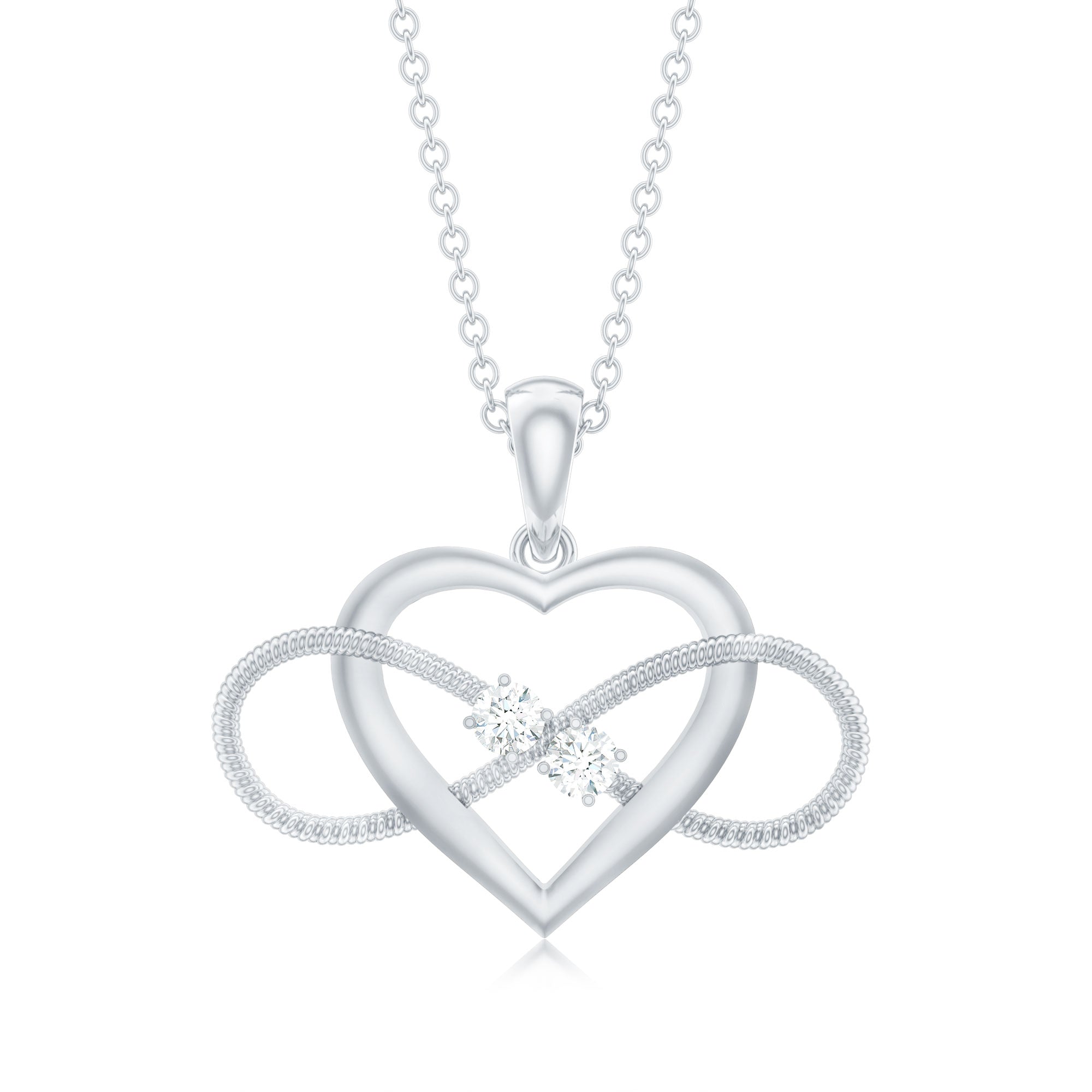 Natural Diamond Infinity Heart Necklace For Her Natural - ( HI-SI ) - Rosec Jewels