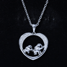 Diamond Elephant Mother Child Necklace Natural - ( HI-SI ) - Rosec Jewels