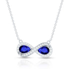 Lab Grown Blue Sapphire Infinity Necklace With Diamond Accent AAAA - Rosec Jewels