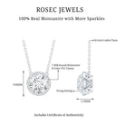 Certified Moissanite Halo Pendant Necklace in Prong Setting D-VS1 - Rosec Jewels