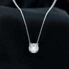 Certified Moissanite Halo Pendant Necklace in Prong Setting D-VS1 - Rosec Jewels
