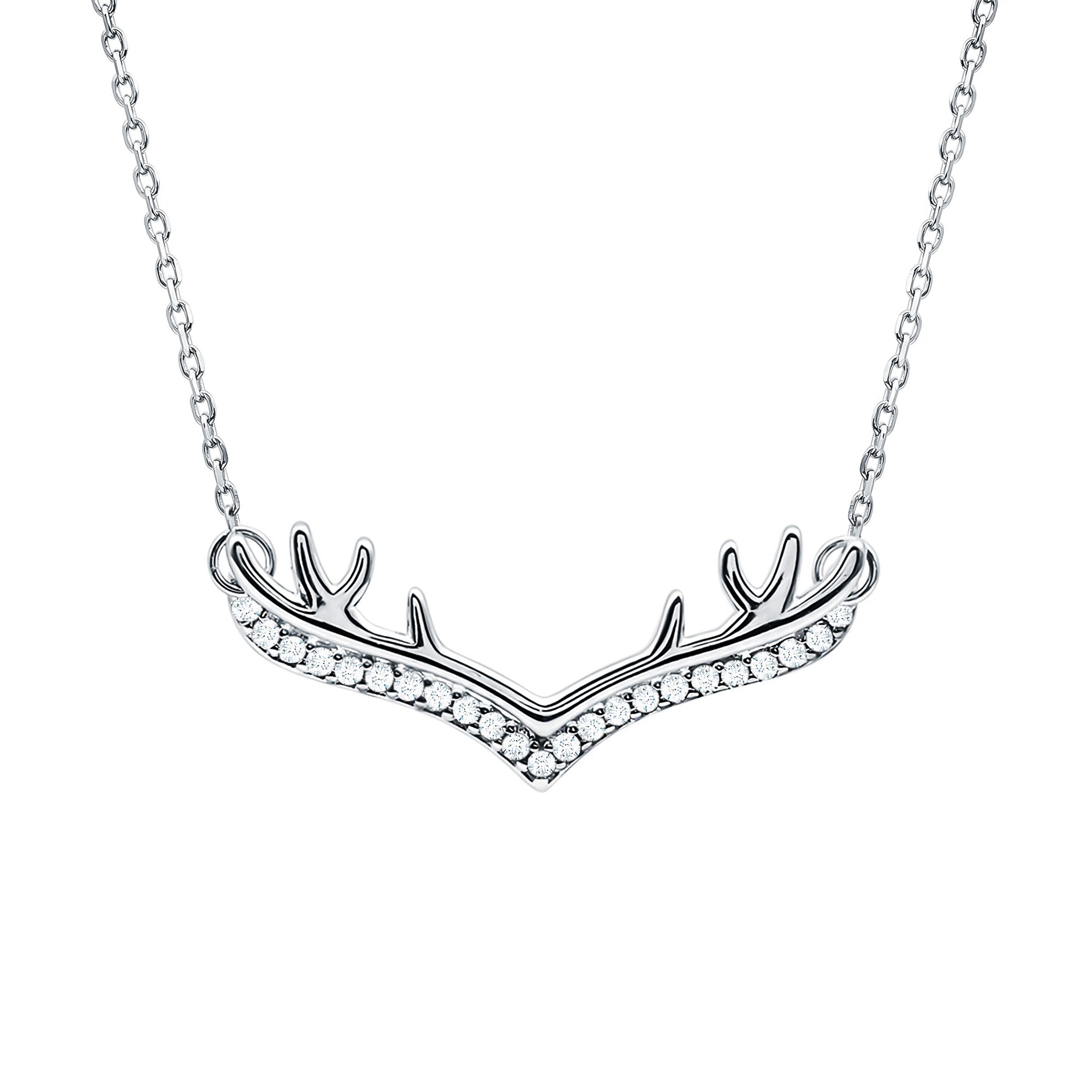 Rosec Jewels-Certified Sterling Silver Deer Antler Necklace for Christmas