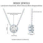 IGI Certified 1 CT Lab Grown Diamond Necklace in Bezel Setting Lab - ( E-VS1 ) - Rosec Jewels