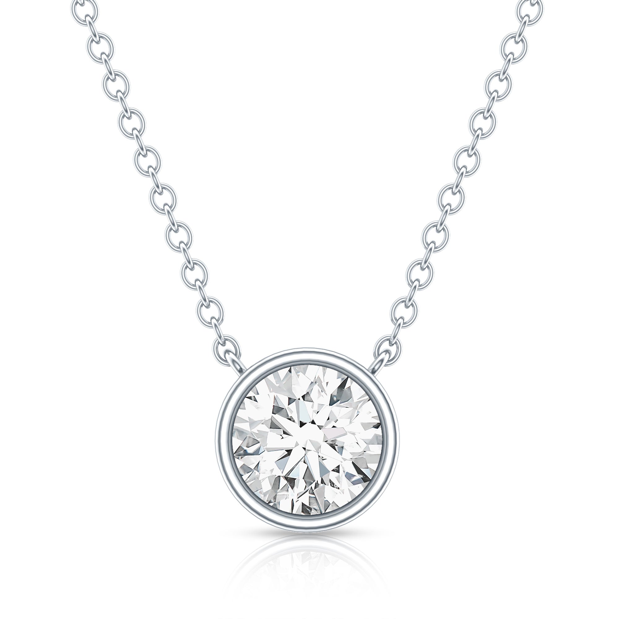 Rosec Jewels-IGI Certified 1 CT Lab Grown Diamond Necklace in Bezel Setting