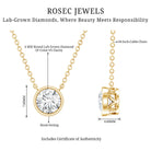 IGI Certified 1 CT Lab Grown Diamond Necklace in Bezel Setting Lab - ( E-VS1 ) - Rosec Jewels
