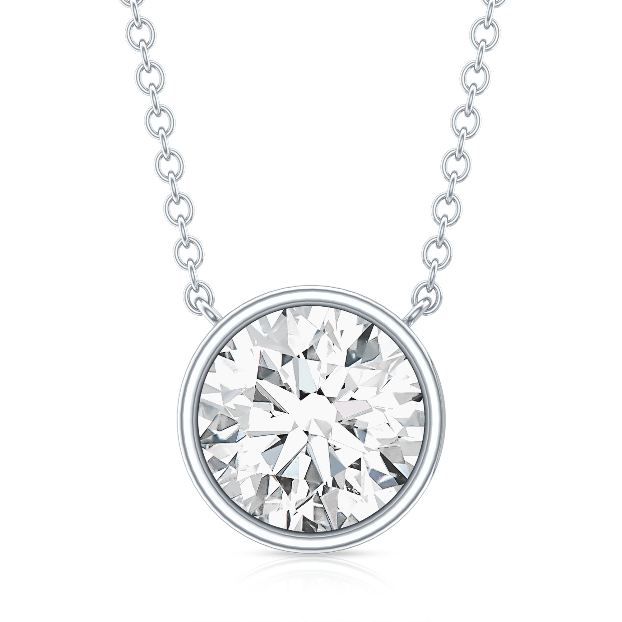 Rosec Jewels-Bezel Set IGI Certified 2 Carat Lab Grown Diamond Solitaire Necklace