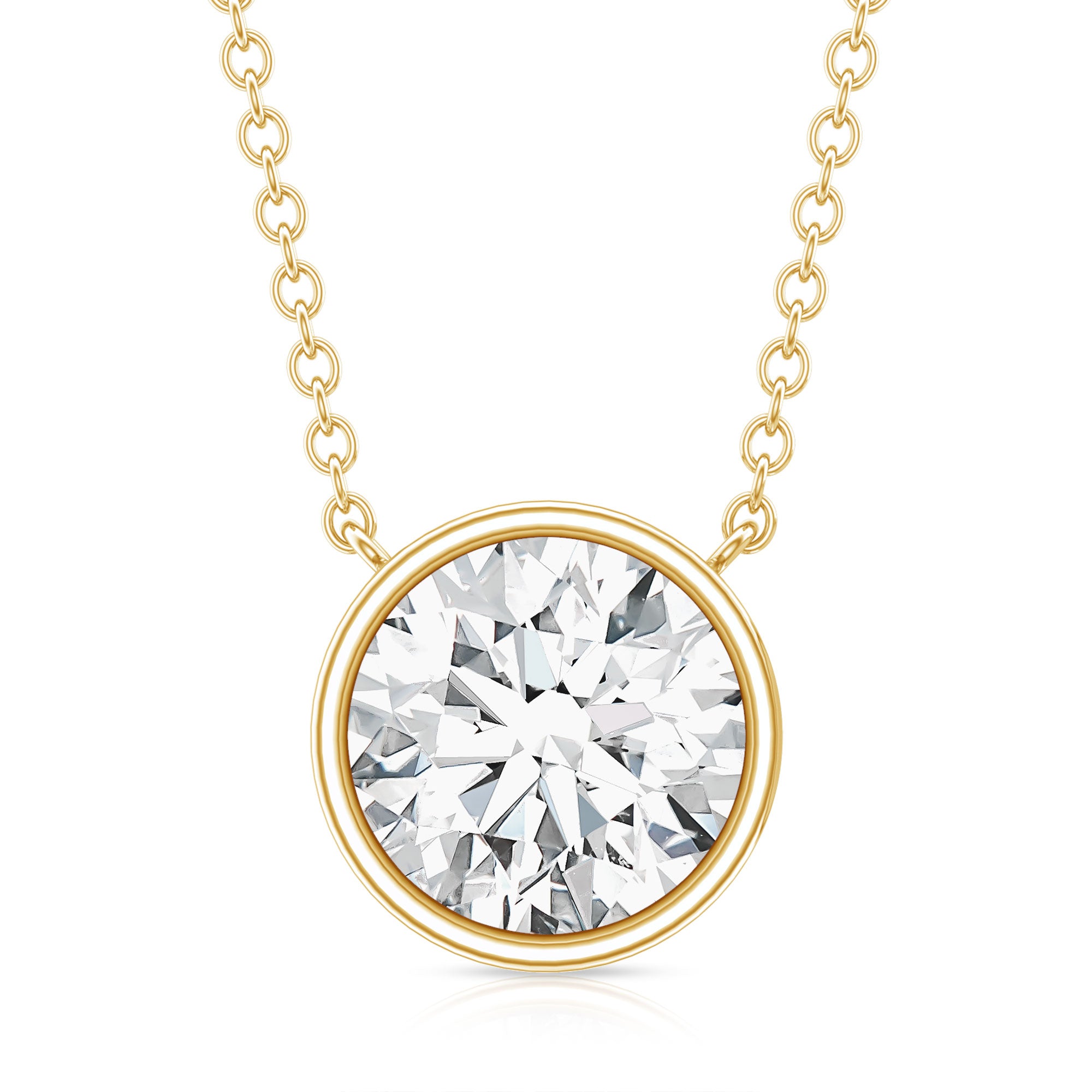 Rosec Jewels-Bezel Set IGI Certified 2 Carat Lab Grown Diamond Solitaire Necklace