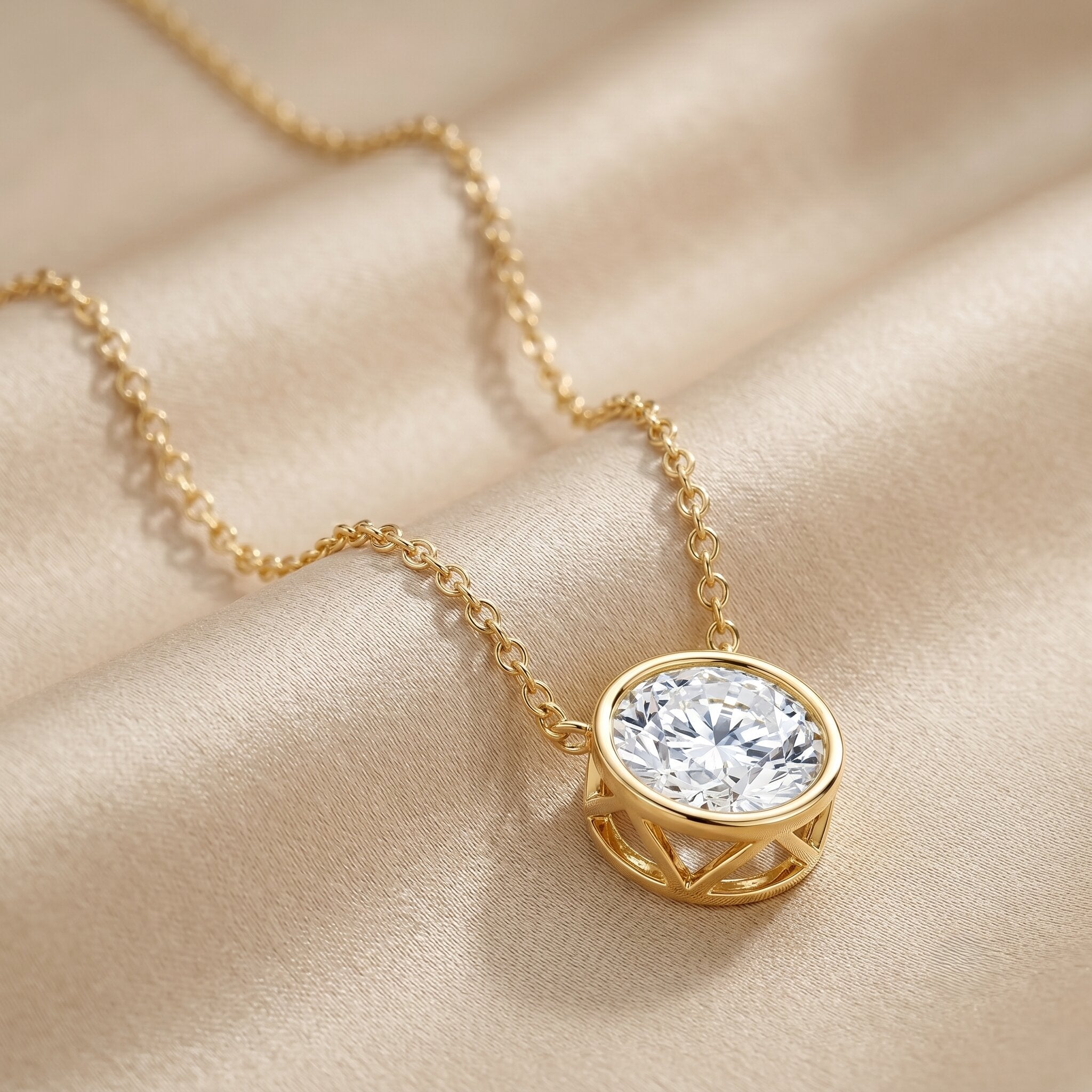 IGI Certified 3 Carat Lab Grown Diamond Solitaire Necklace for Women Lab - ( E-VS1 ) - Rosec Jewels