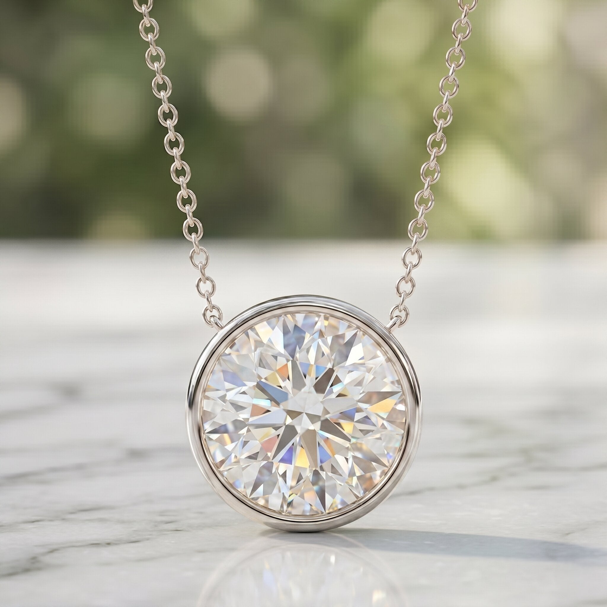 5 Carat Lab Grown Diamond Bridal Necklace with IGI Certificate Lab - ( E-VS1 ) - Rosec Jewels