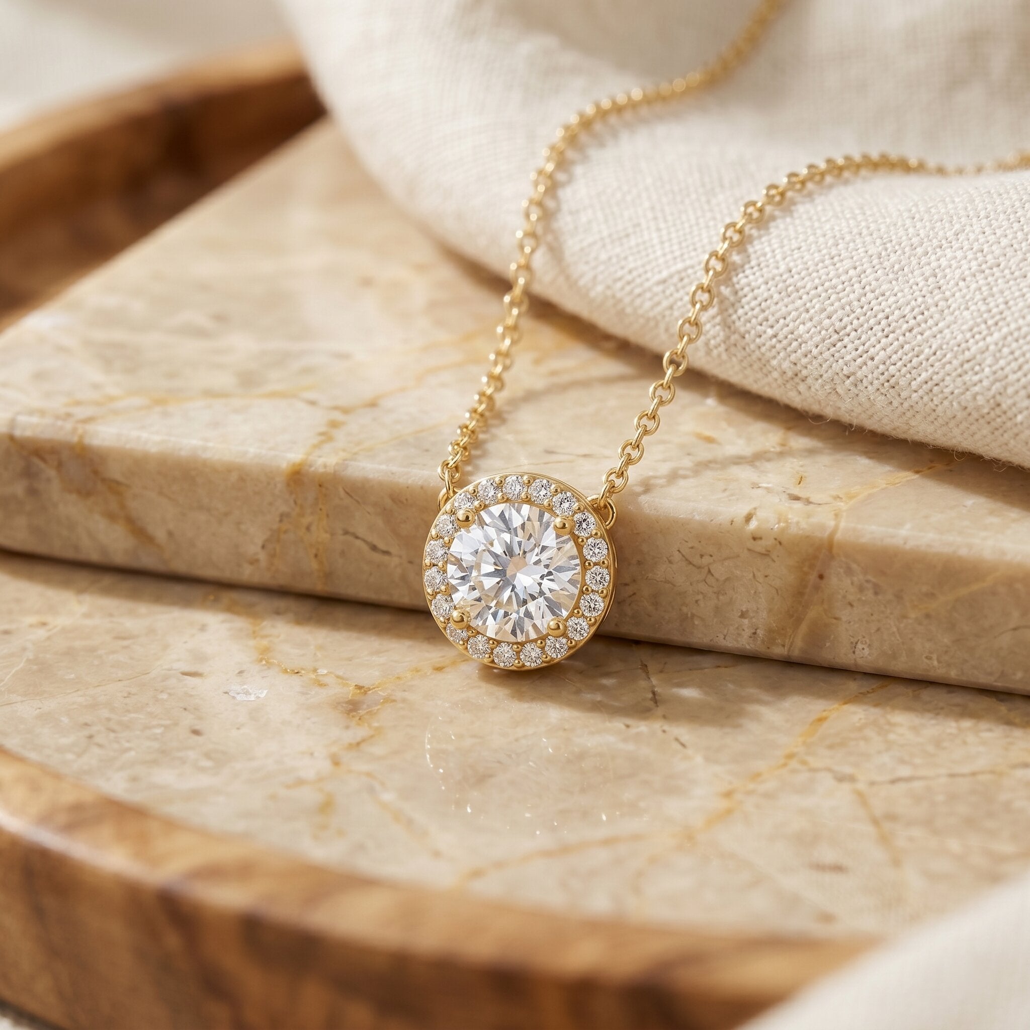 1 Carat Lab Grown Diamond Bridal Necklace with IGI Certificate Lab - ( E-VS1 ) - Rosec Jewels