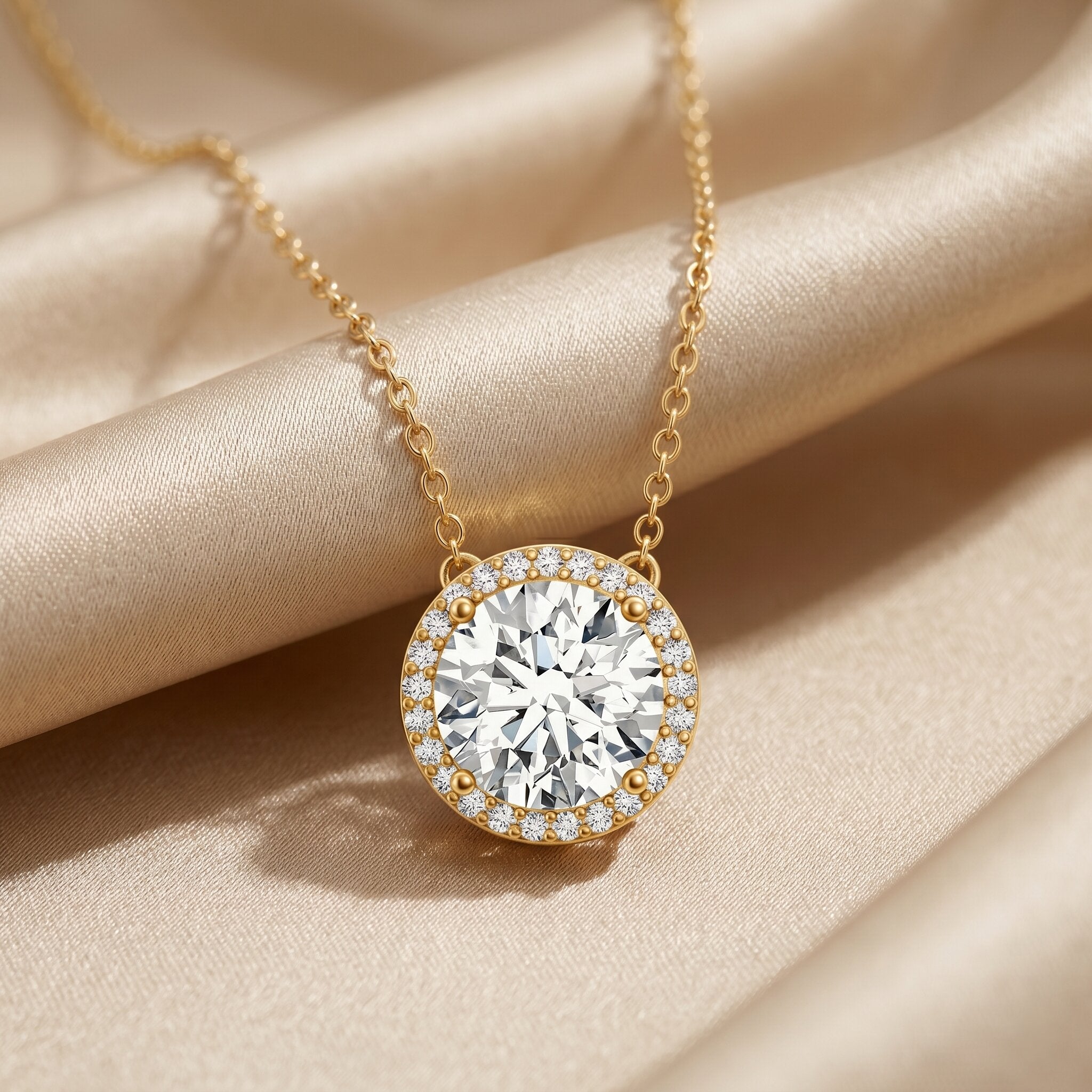 IGI Certified Round Lab Grown Diamond Wedding Necklace for Women Lab - ( E-VS1 ) - Rosec Jewels