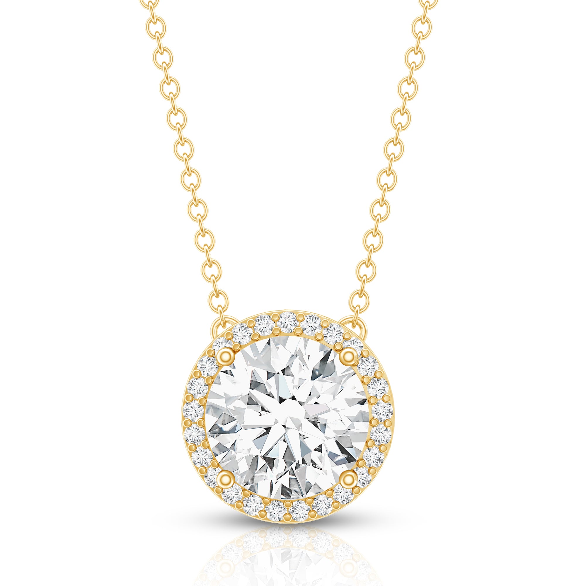 Rosec Jewels-IGI Certified 3 Carat Lab Grown Diamond Necklace with Halo