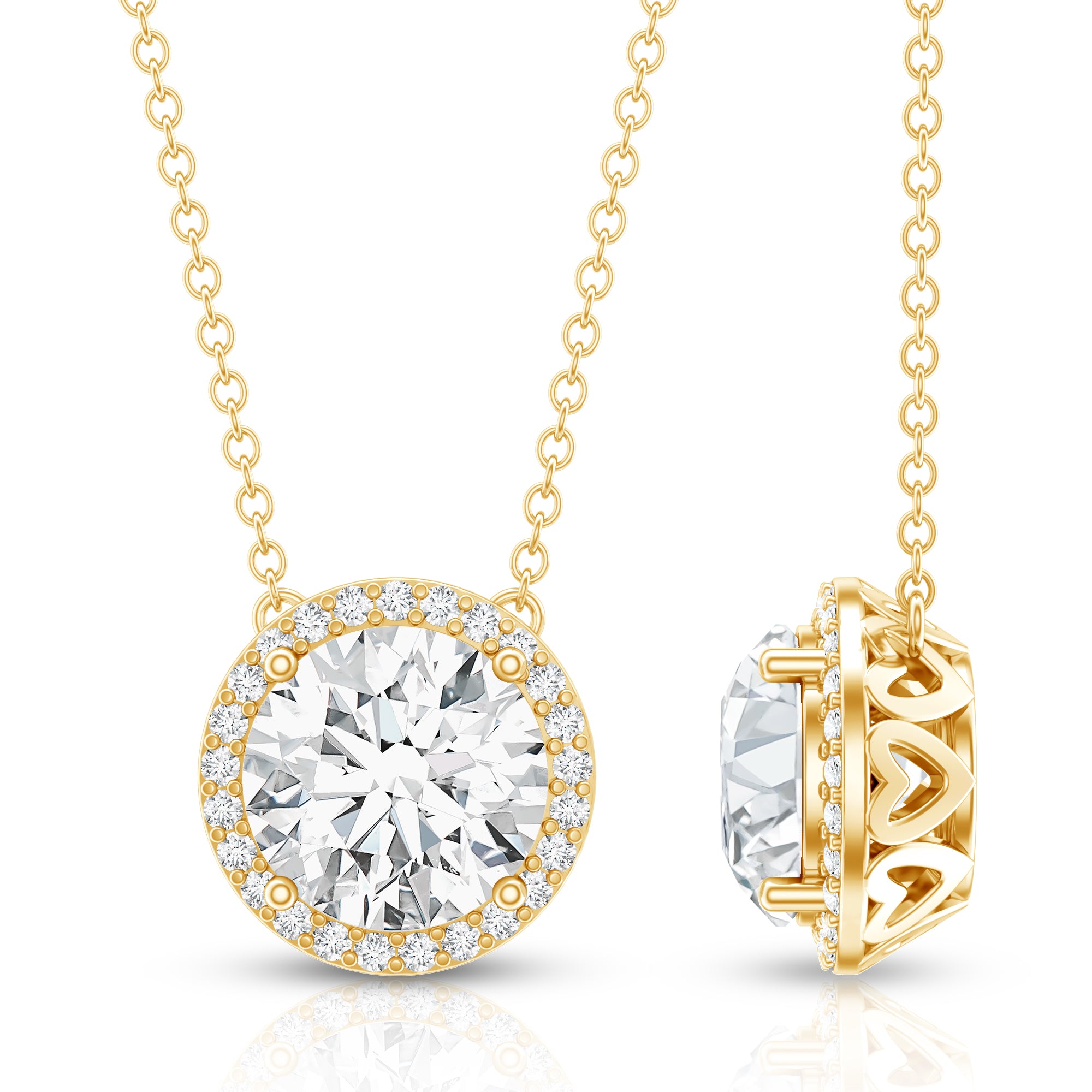 Rosec Jewels-IGI Certified 3 Carat Lab Grown Diamond Necklace with Halo