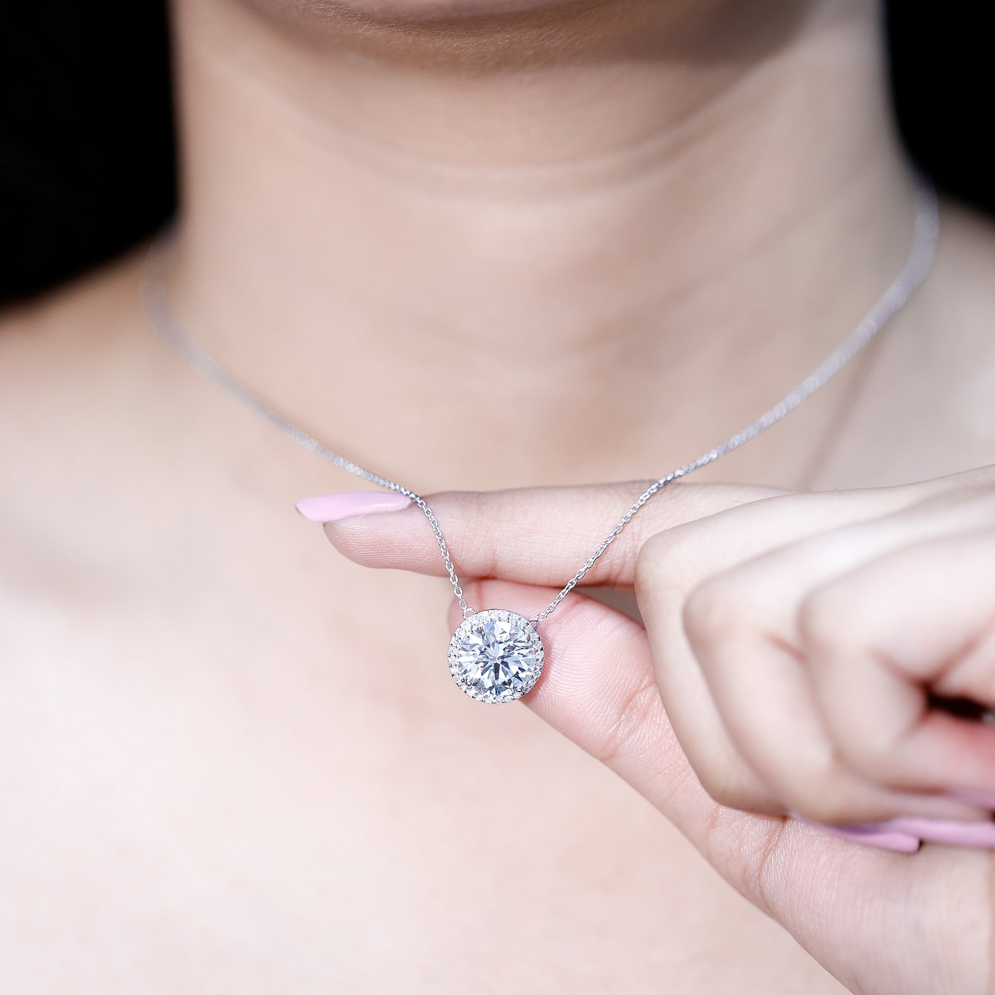 IGI Certified 4 Carat Round Lab Grown Diamond Statement Necklace Lab - ( E-VS1 ) - Rosec Jewels