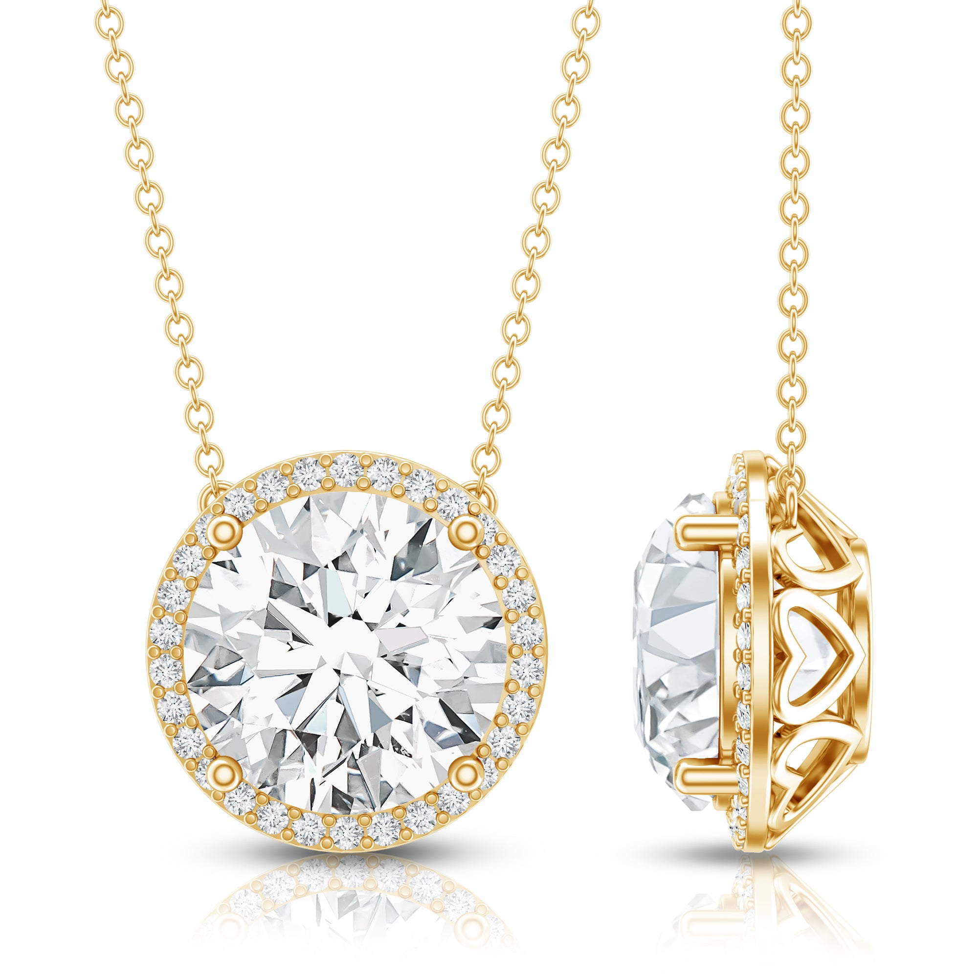 Rosec Jewels-IGI Certified 4 Carat Round Lab Grown Diamond Statement Necklace