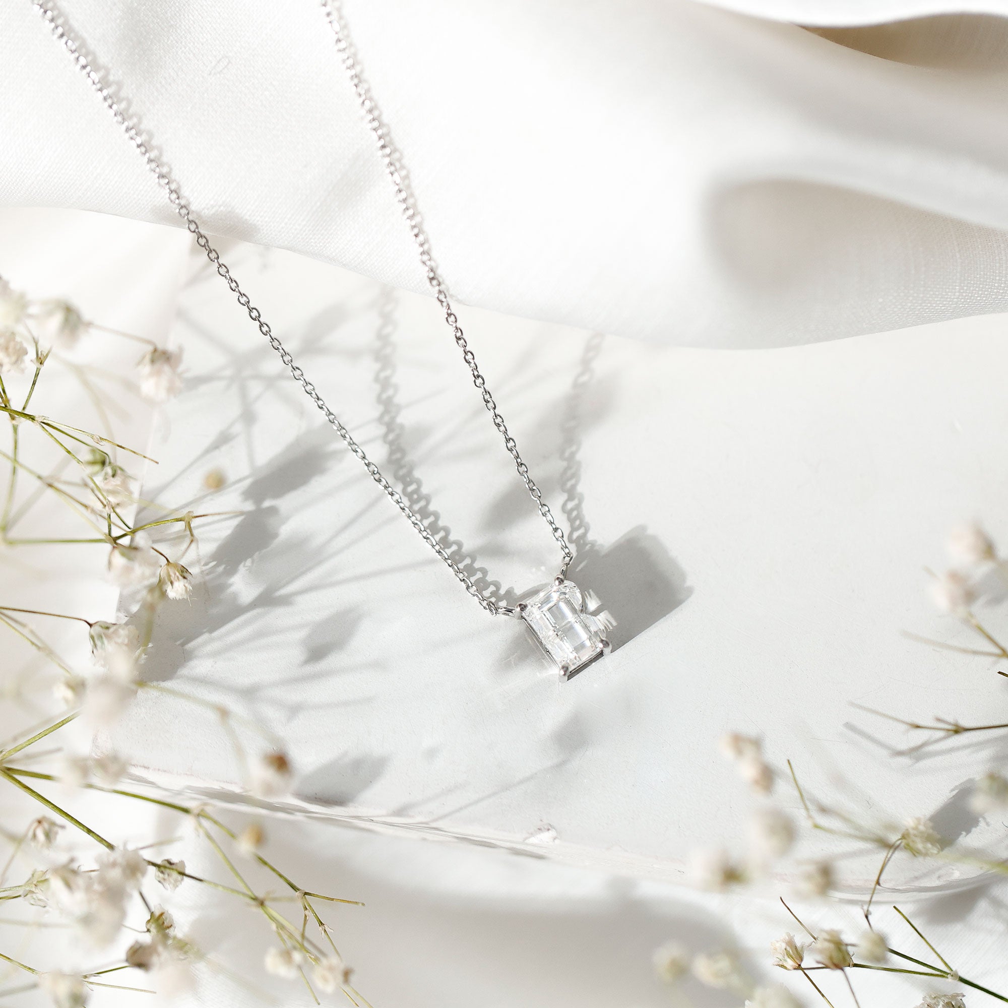 Rosec Jewels-2 Carat Initial B Necklace with Certified Lab Grown Diamond