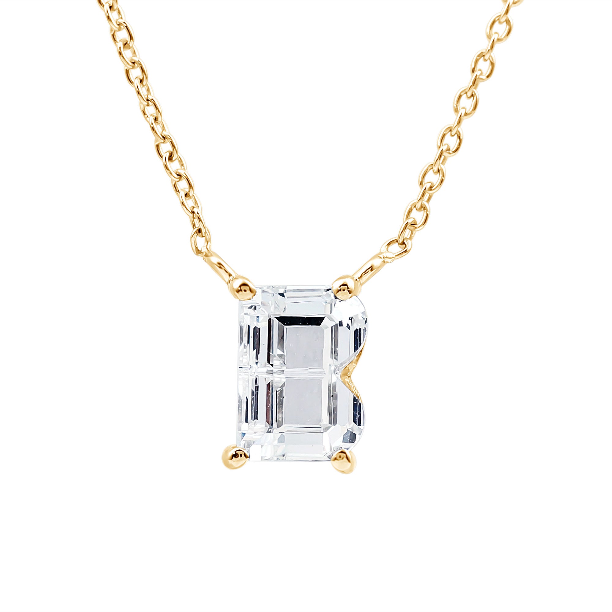 Rosec Jewels-2 Carat Initial B Necklace with Certified Lab Grown Diamond