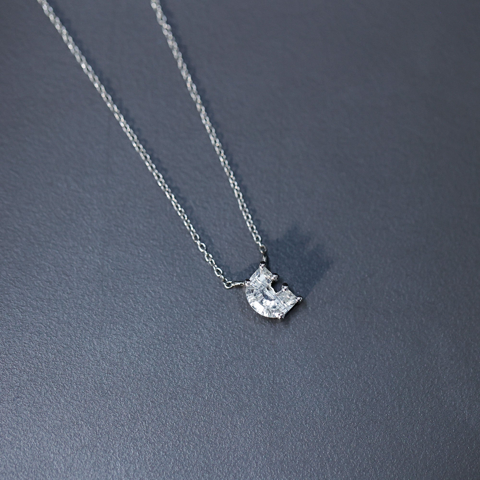 Rosec Jewels-Fancy Cut 2 Carat Lab Grown Diamond Letter C Necklace with Chain