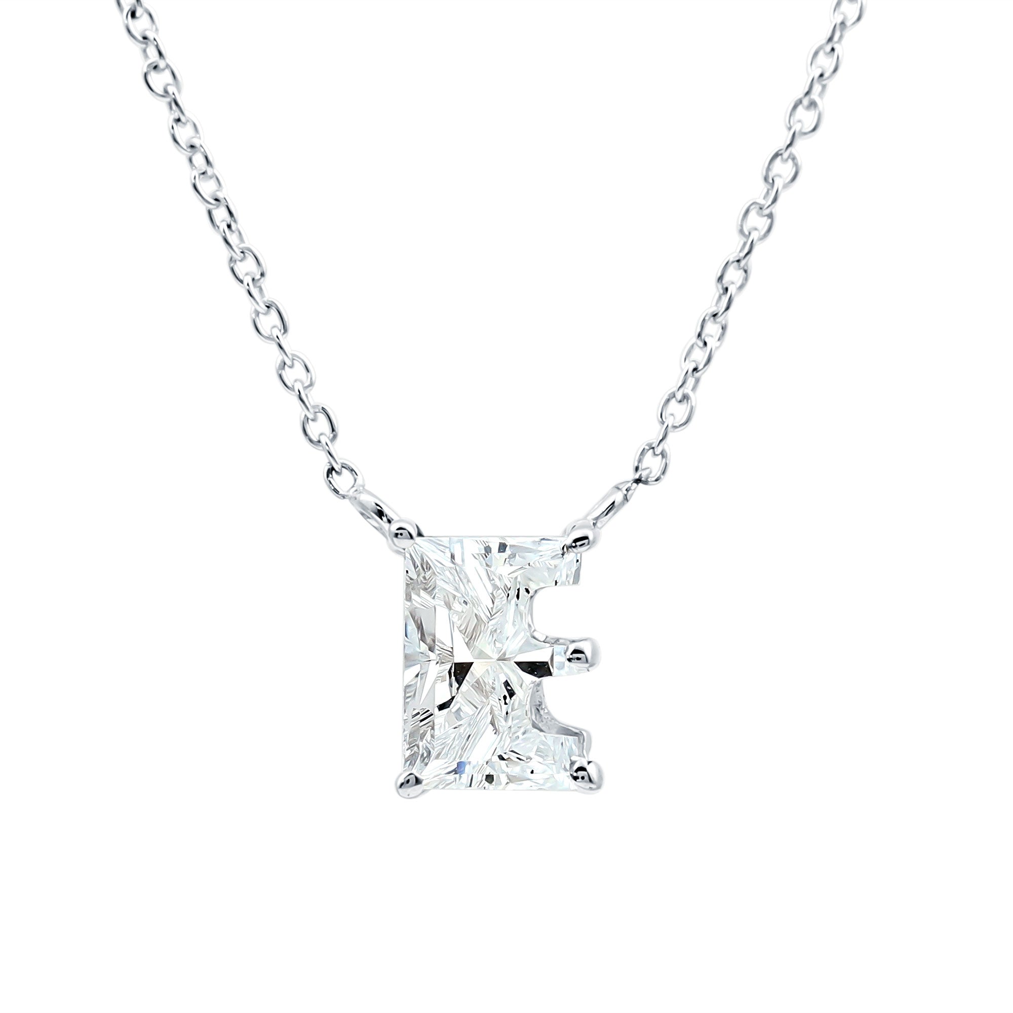 Rosec Jewels-2 Carat Lab Grown Diamond Letter E Necklace for Her