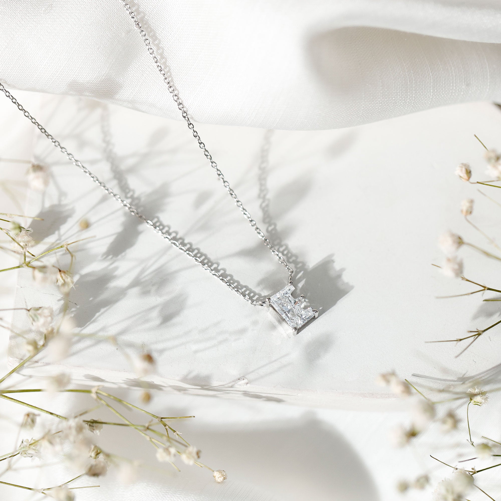 Rosec Jewels-2 Carat Lab Grown Diamond Letter E Necklace for Her