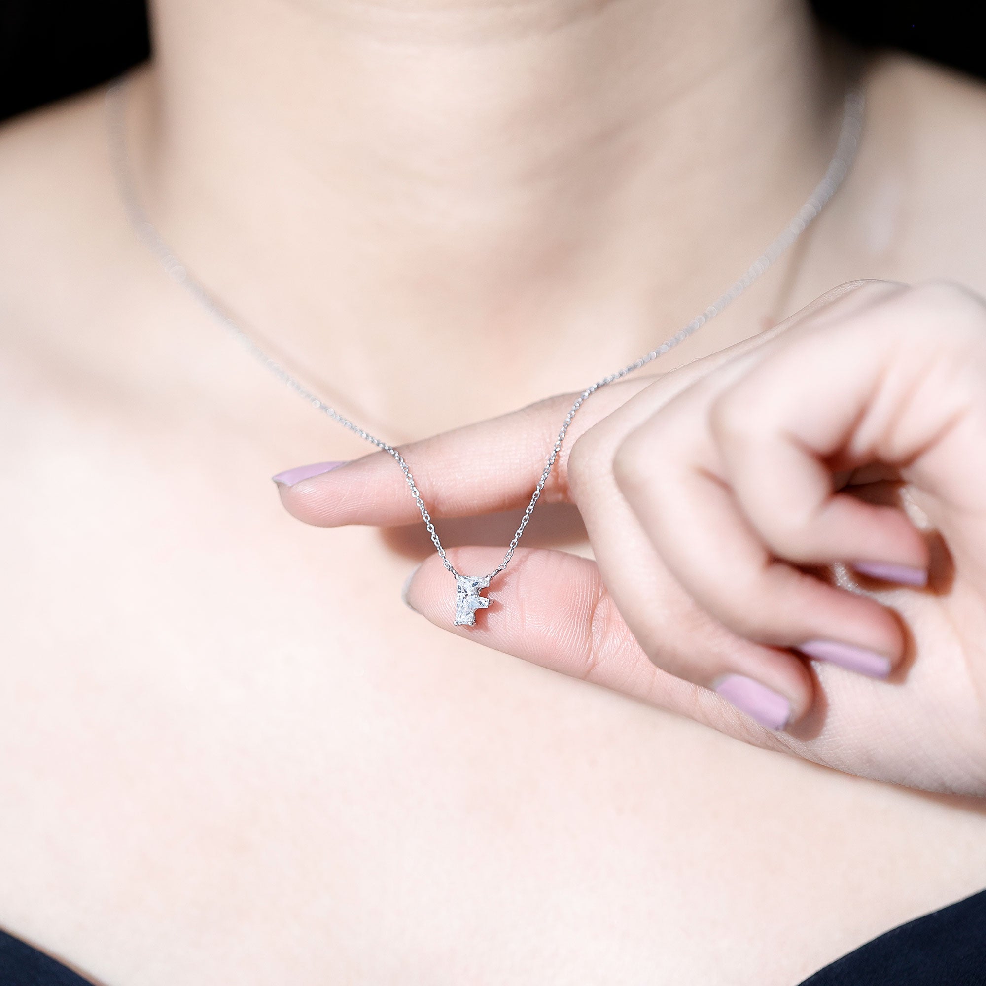 Rosec Jewels-2 Carat Lab Grown Diamond Necklace with Initial F