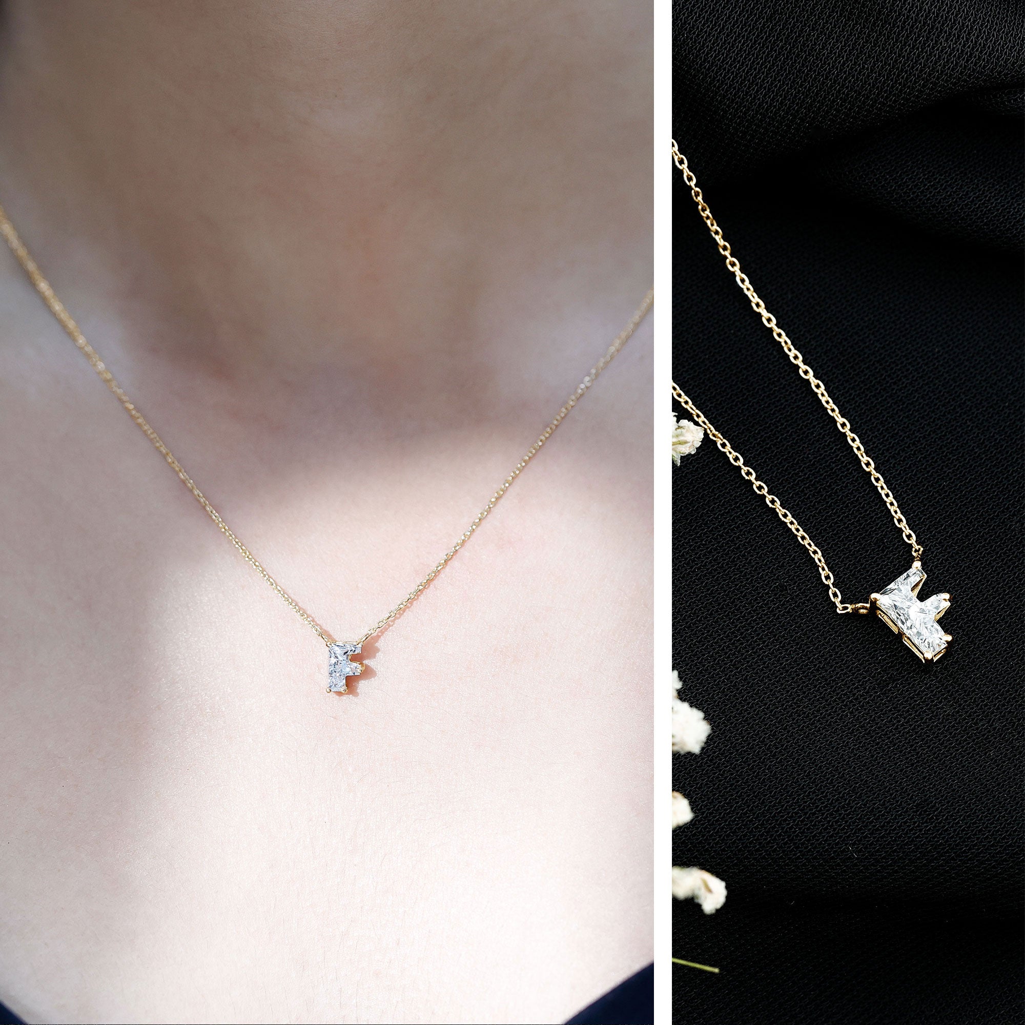 Rosec Jewels-2 Carat Lab Grown Diamond Necklace with Initial F