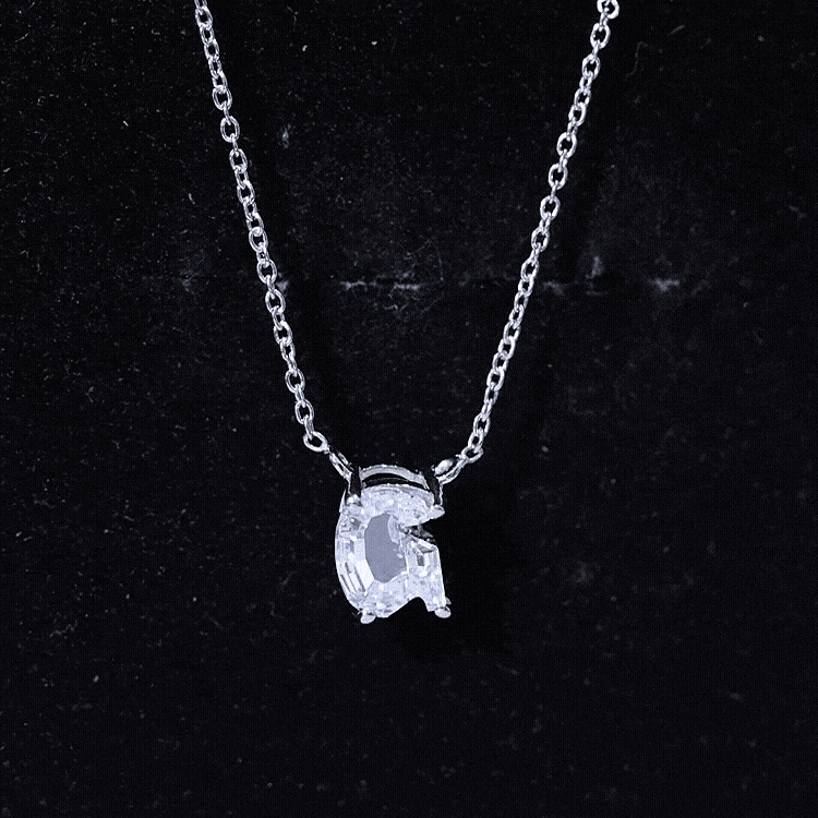 Rosec Jewels-Lab Grown Diamond 2 Carat G Initial Necklace for Women